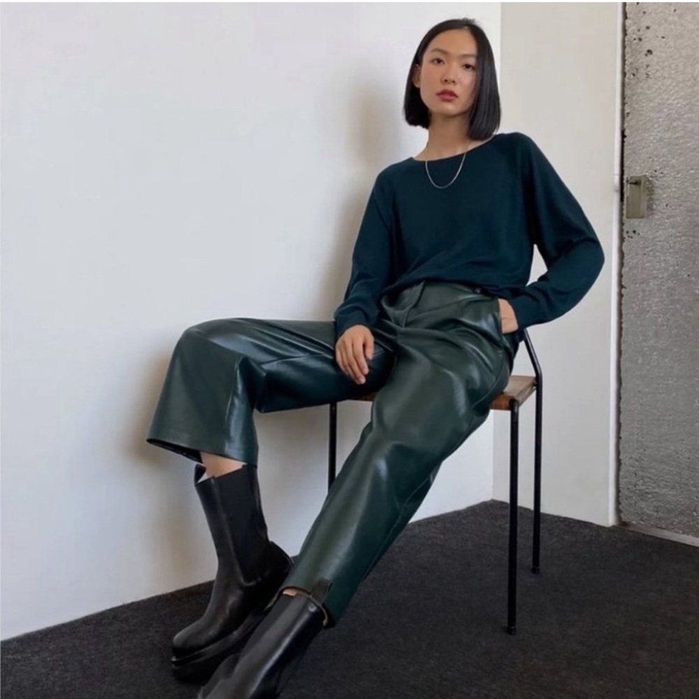 Aritzia Babaton Cropped Vegan Leather Pants - Forrest Green